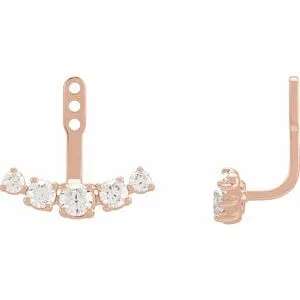 14K Rose 1 CTW Lab-Grown Diamond Curved Bar Earring Jackets