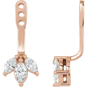 14K Rose 1/4 CTW Diamond Cluster Front-Back Earring Jackets