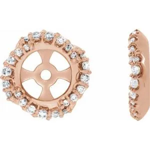14K Rose 1/4 CTW Diamond Halo-Style Earring Jackets with 5.7 mm ID