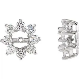 14K White 1 1/8 CTW Diamond Earring Jackets with 4.5mm ID