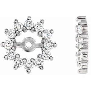 14K White 1/2 CTW Diamond Earring Jackets with 4.2mm ID
