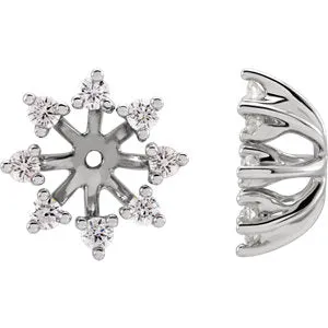 14K White 1/2 CTW Diamond Earring Jackets with 6 mm ID