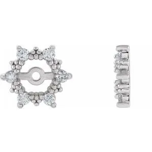 14K White 1/4 CTW Diamond Earring Jackets with 4.5mm ID