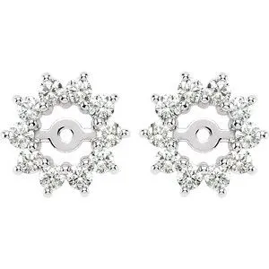 14K White 5/8 CTW Diamond Earring Jackets with 3.7mm ID