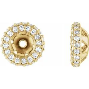 14K Yellow 1/5 CTW Diamond Earrings Jackets with 3.5 mm ID