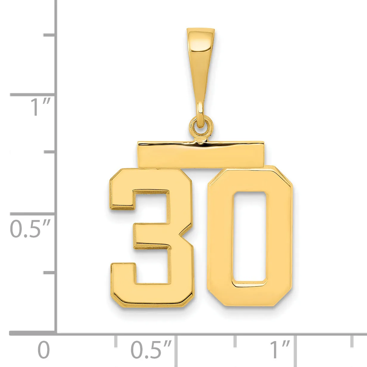 14k Yellow Gold Medium Polished Number 30 Charm