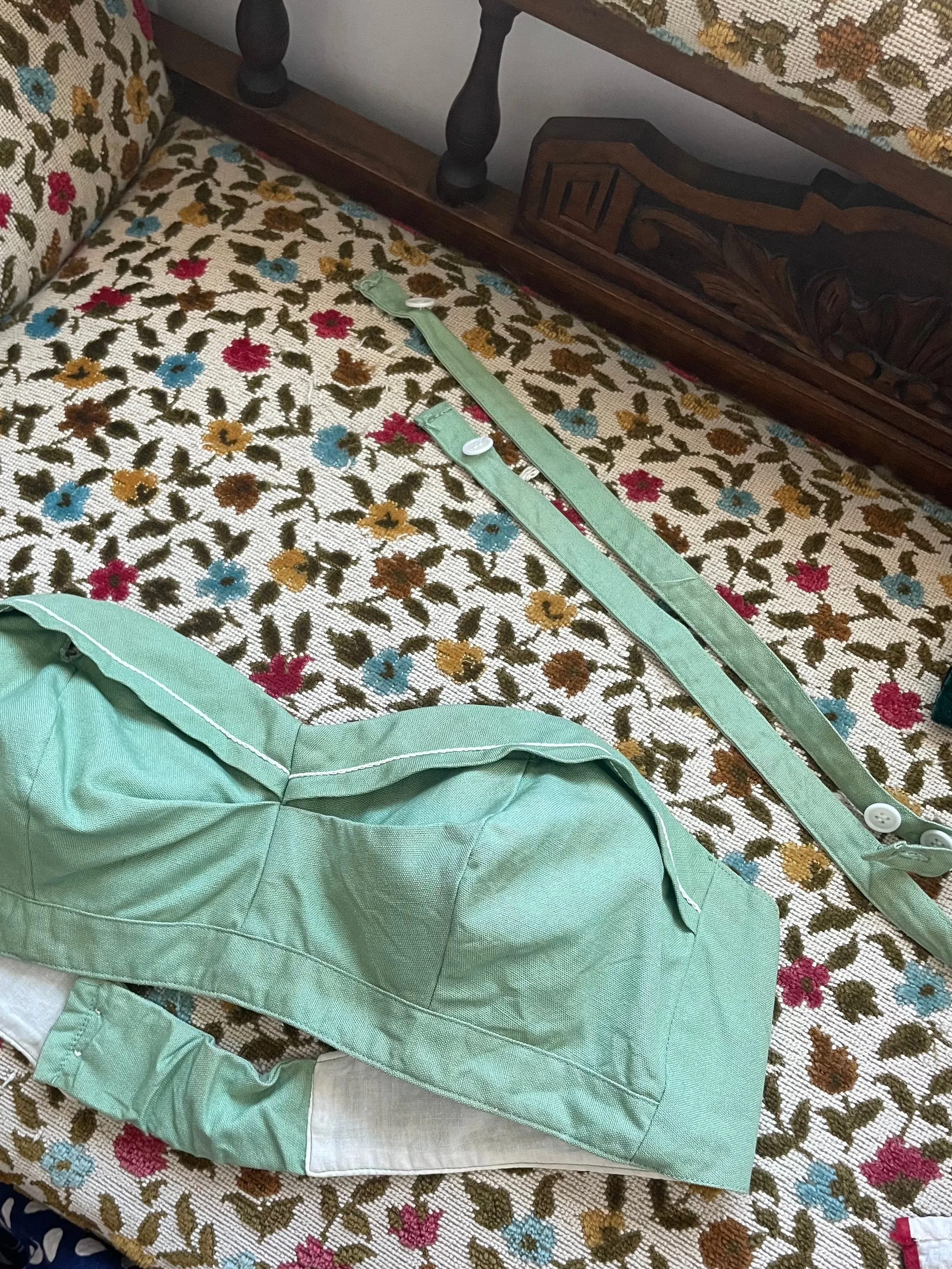 1950s Sage Green Removable Straps Play Top Volup