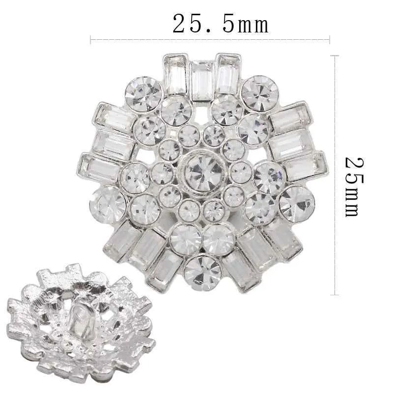 25.5x25mm Five-Pointed Star Rhinestone Shank Buttons 10pcs