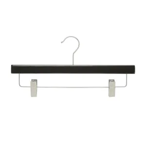 35.5cm Black Wooden Pant Hanger With Clips Sold in Bundle of 20/50/100