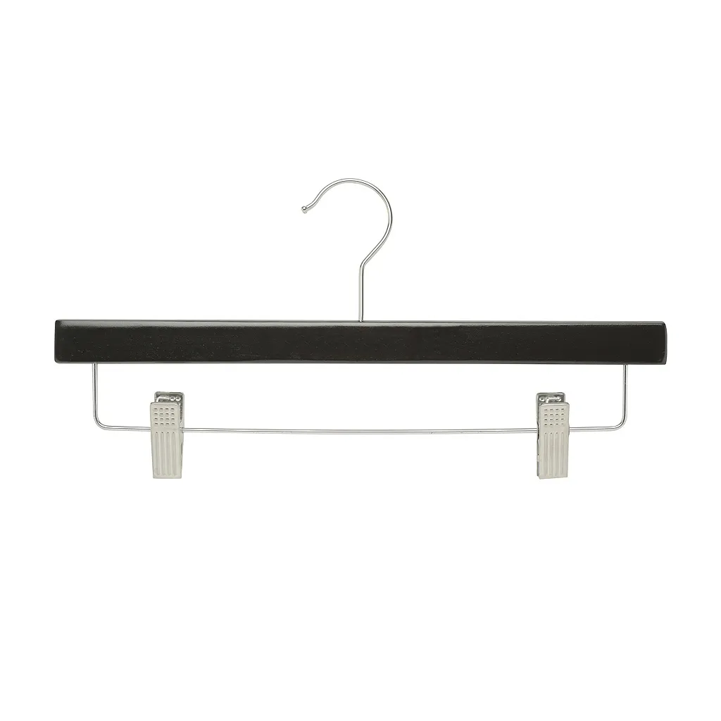 35.5cm Black Wooden Pant Hanger With Clips Sold in Bundle of 20/50/100
