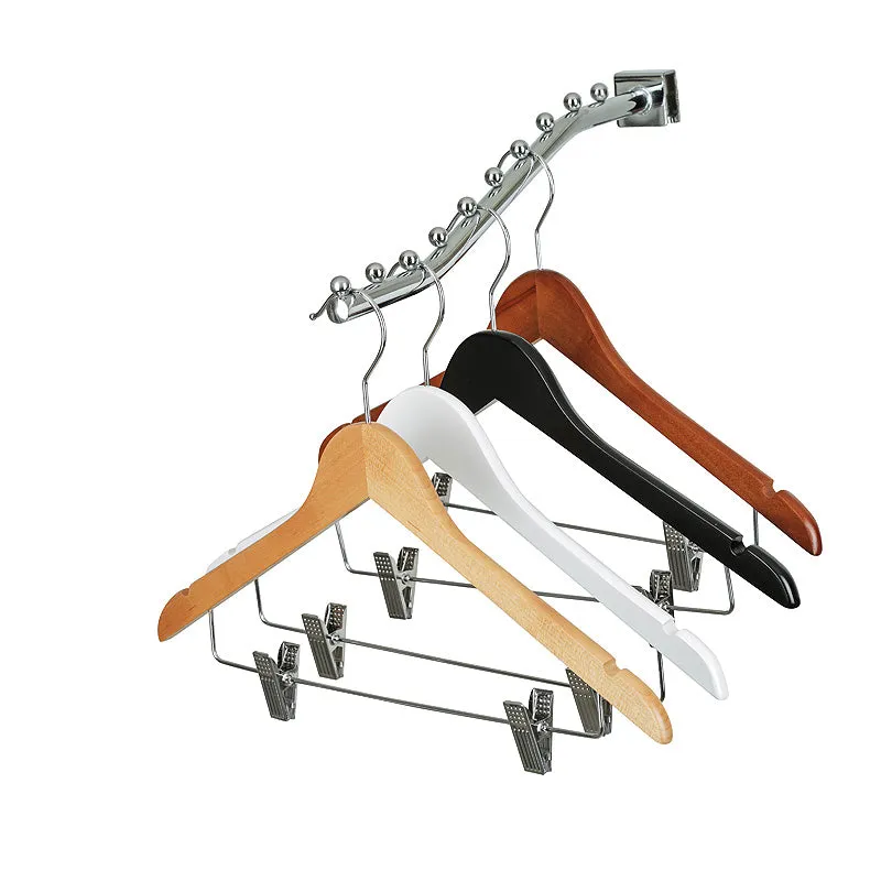 43cm Black Wooden Combination Hanger With Clips 12mm thick Sold in Bundle of 20/50/100