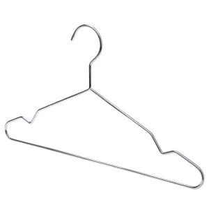 43cm Heavy Duty Chrome Metal Suit Hanger with Bar & Notches (4.5mm thick) Sold in Bundles of 25/50/100