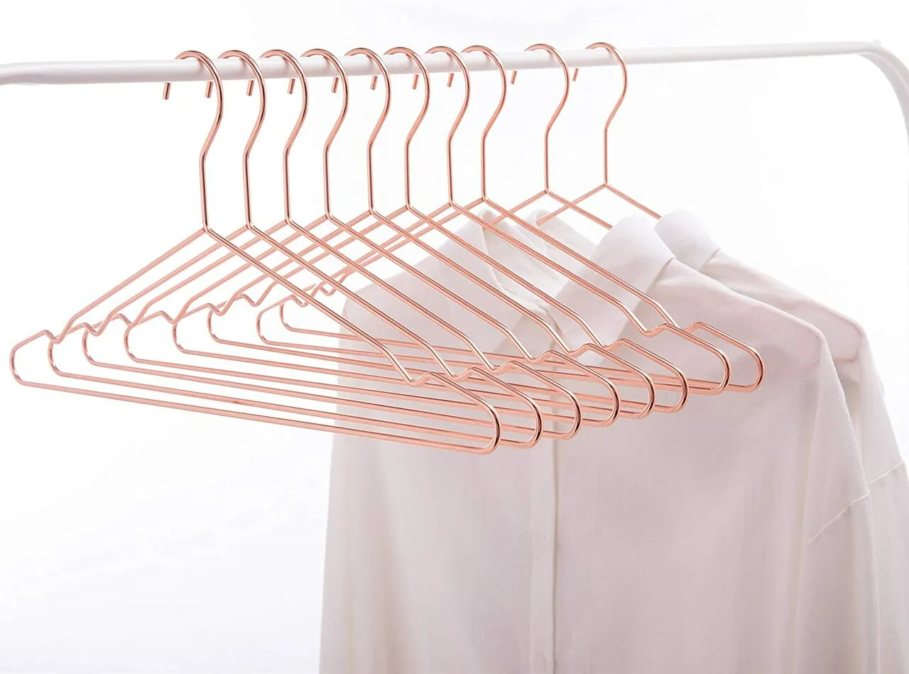 43cm Rose Gold Metal Coat Hanger (3.5mm thick) w/Notches Sold in Bundles of 25/50/100