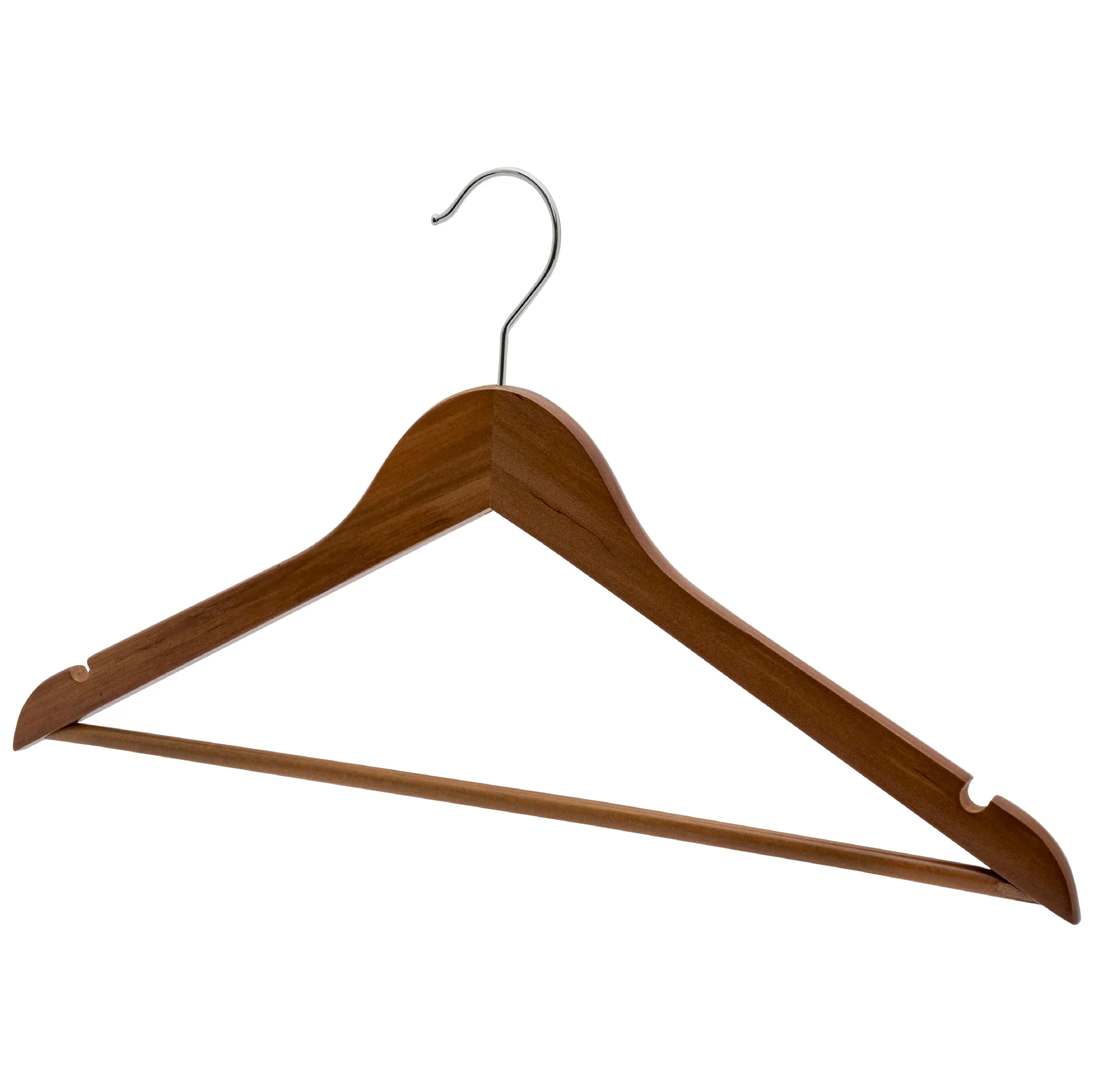 43cm Walnut Wooden Suit Hanger With Bar 12mm thick Sold in Bundle of 10/20/50