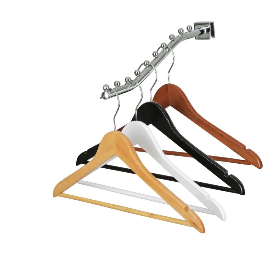 43cm Walnut Wooden Suit Hanger With Bar 12mm thick Sold in Bundle of 10/20/50