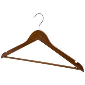 43cm Walnut Wooden Suit Hanger With Bar 12mm thick Sold in Bundle of 10/20/50