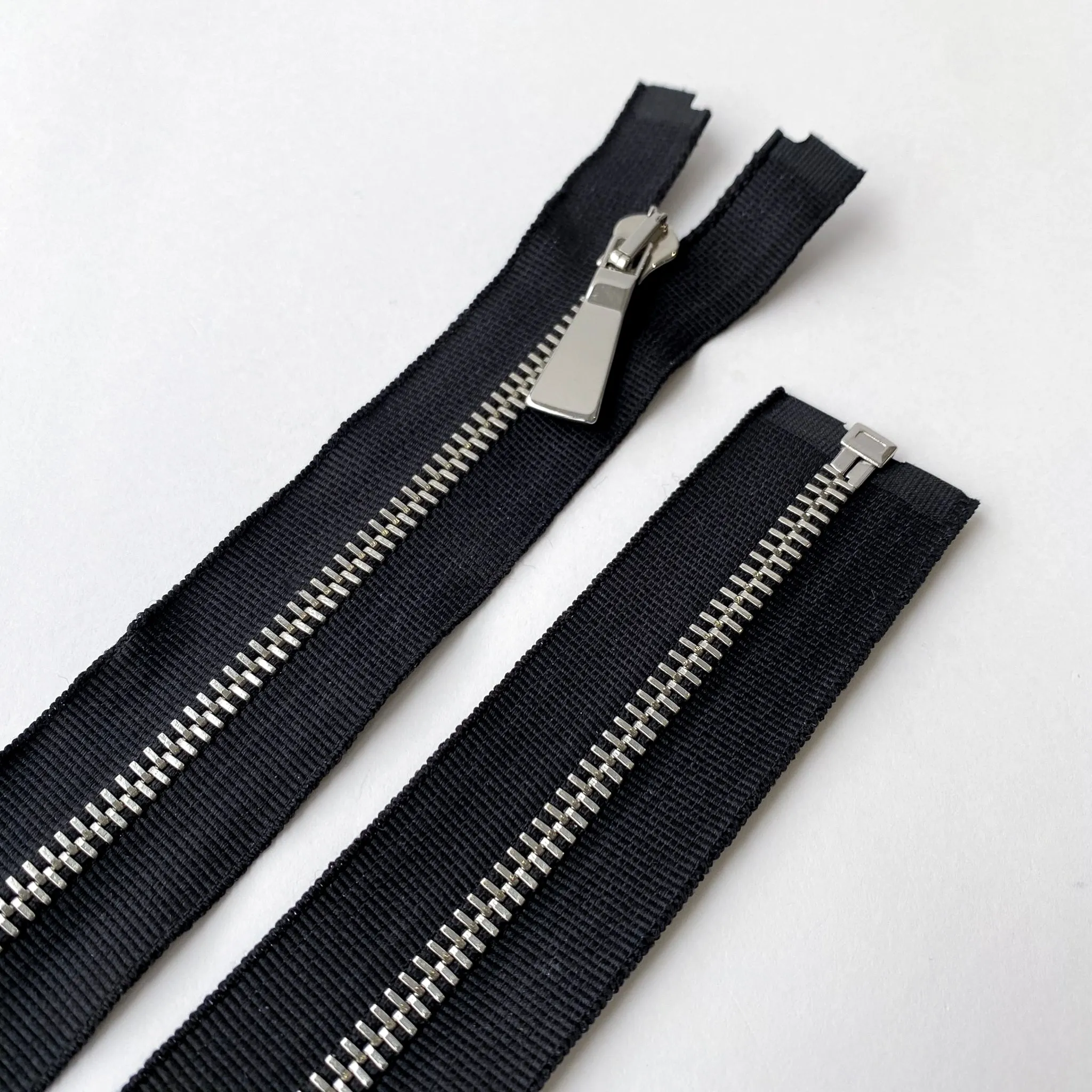 #5 Open End Grosgrain Silver Metal Zip - 90cm