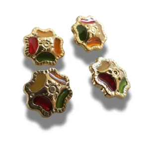 80s Multicolored Vintage Buttons - Set of 4