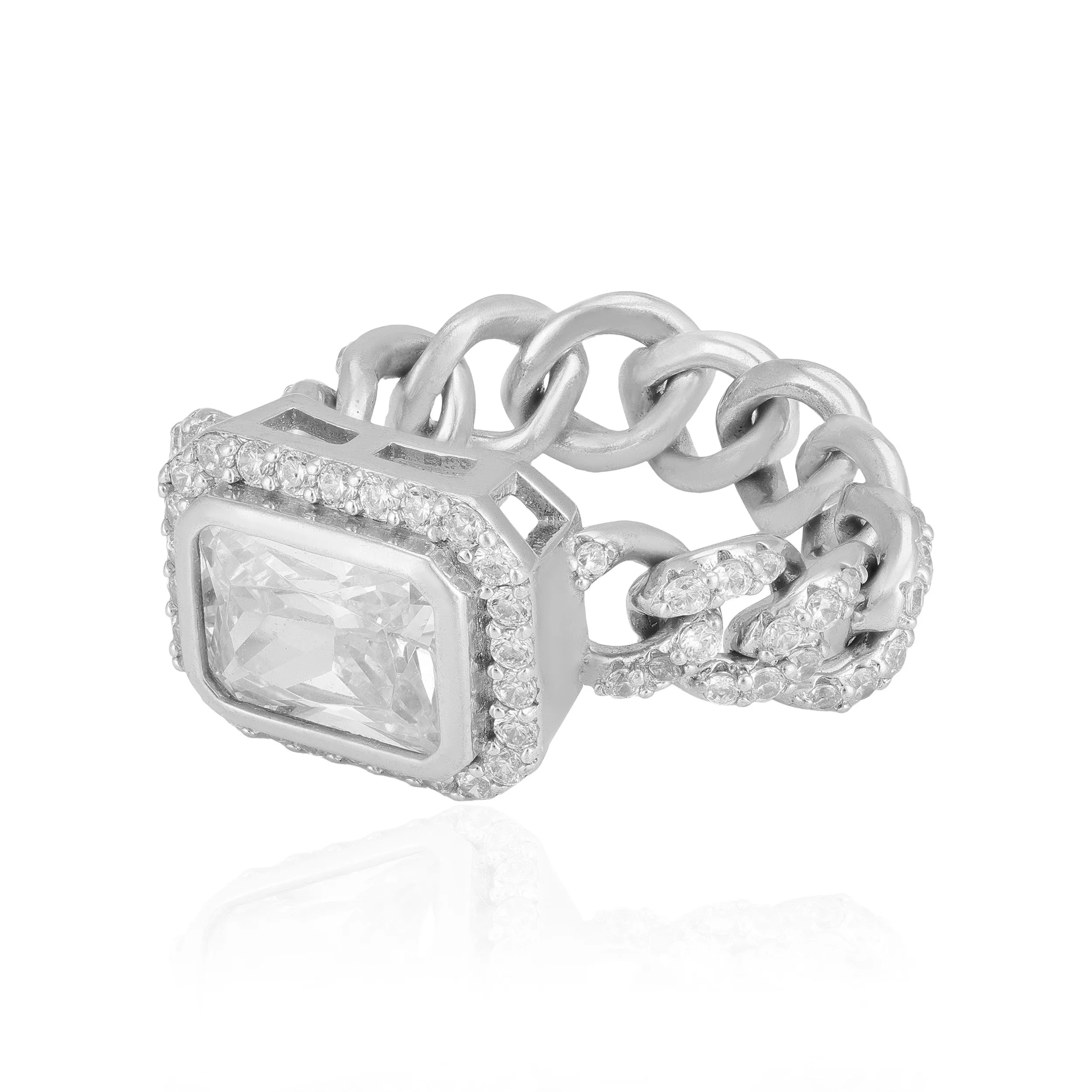 925 Sterling Silver Chain Weave Bold Solitaire Ring for Women