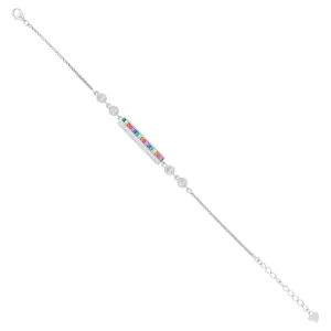 925 Sterling Silver Rhodium Plated Color Block Bar Bracelet for Women