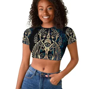 Adinkra Symbols Raglan Cropped T shirt Tree of Life DT02