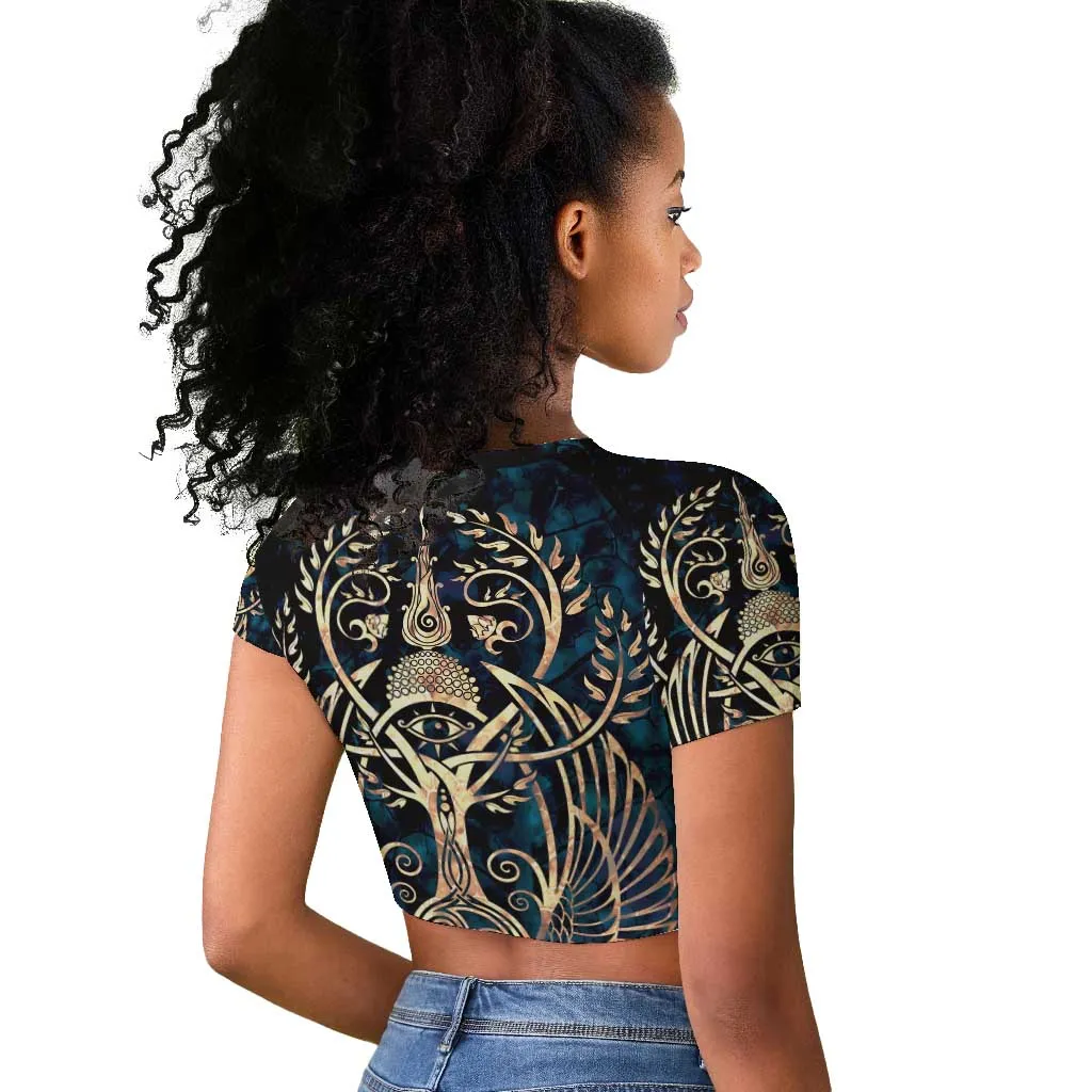 Adinkra Symbols Raglan Cropped T shirt Tree of Life DT02