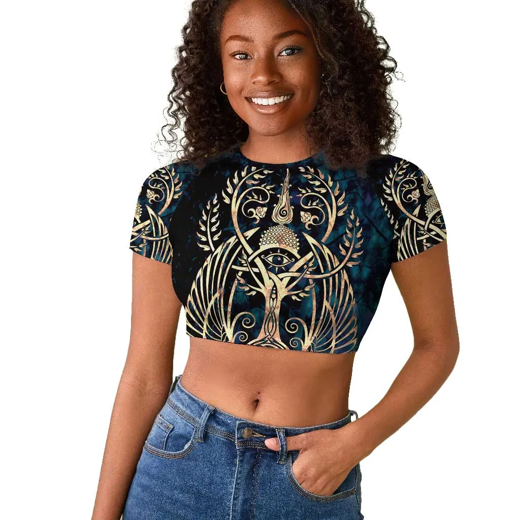 Adinkra Symbols Raglan Cropped T shirt Tree of Life DT02