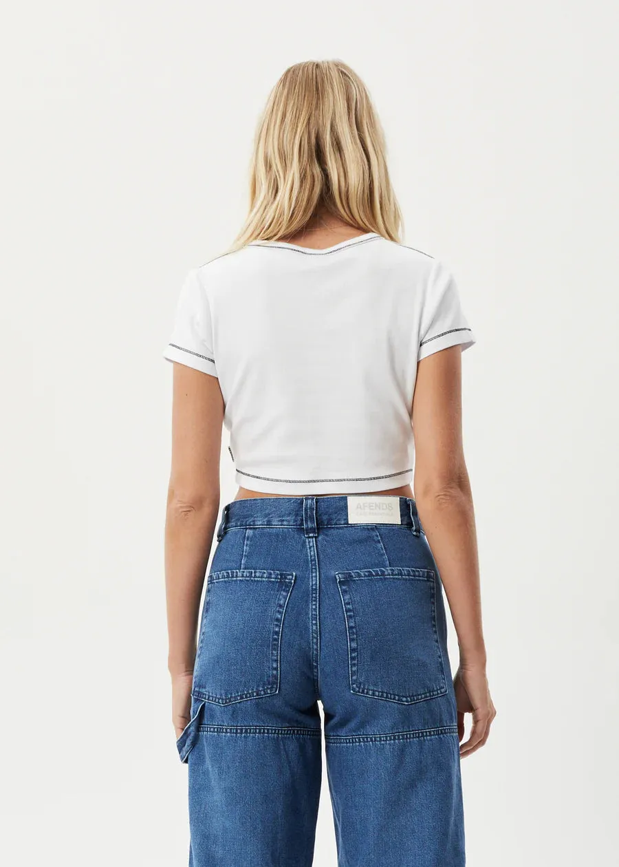 Afends Rib Cropped T-Shirt WHITE