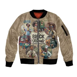 Africa Black Invention Sleeve Zip Bomber Jacket The Black Minds Behind Progress DT03