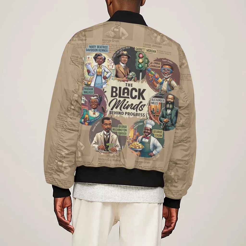 Africa Black Invention Sleeve Zip Bomber Jacket The Black Minds Behind Progress DT03