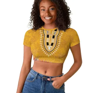 Africa Dashiki Raglan Cropped T shirt King Protea Floral Motif Patterns LT18
