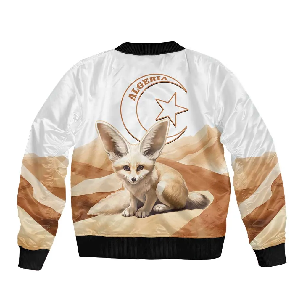Afro Algeria Fennec Fox Sleeve Zip Bomber Jacket Algerian Sahara Vulpes zerda LT14