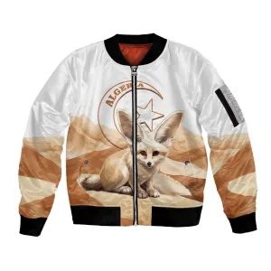 Afro Algeria Fennec Fox Sleeve Zip Bomber Jacket Algerian Sahara Vulpes zerda LT14