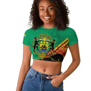 Afro Gabon Raglan Cropped T shirt Black Panther With Coat Of Arms LT15