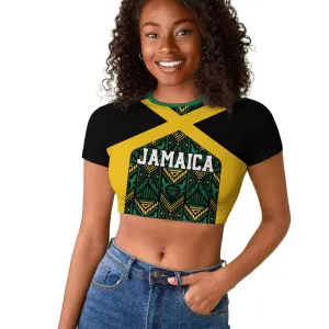 Afro-Jamaicans Football Custom Raglan Cropped T shirt Black Ethnic Motifs LT9