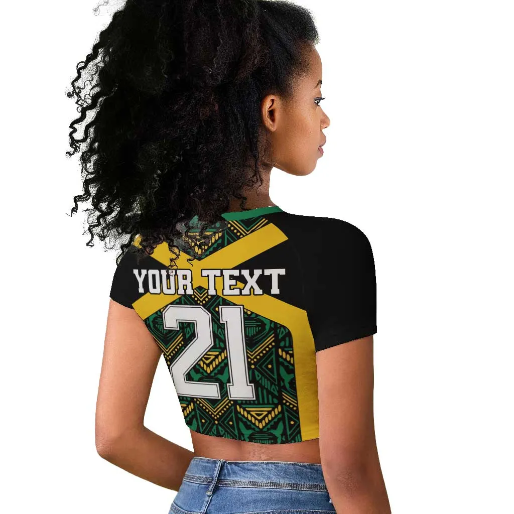 Afro-Jamaicans Football Custom Raglan Cropped T shirt Black Ethnic Motifs LT9