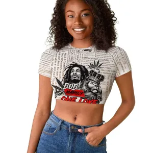 Afro King of Reggae Legend Bob Raglan Cropped T shirt Rastafari Lion Cannabis Typography Style DT02