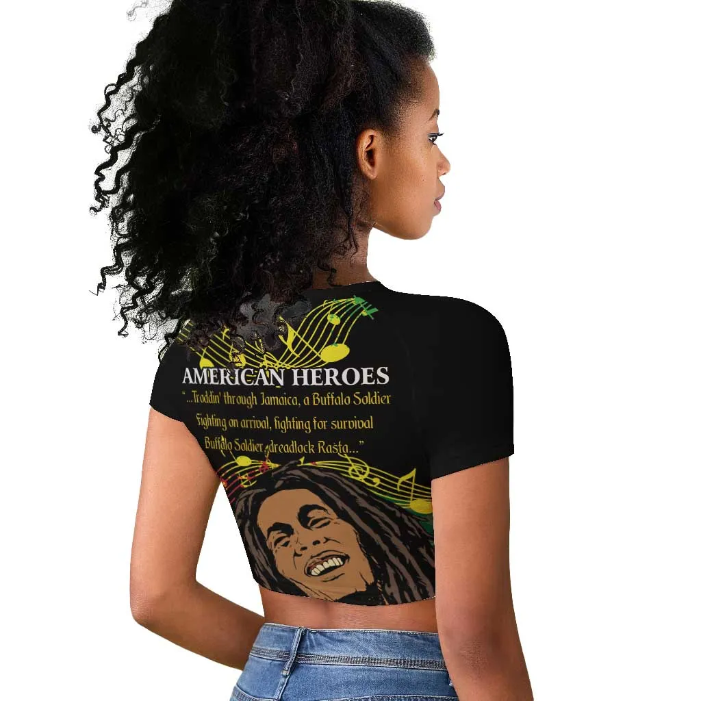 Afro Legend Bob Buffalo Soldier Raglan Cropped T shirt American Heroes Reggae Style LT14