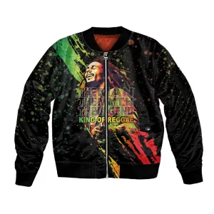 Afro Legend Bob Sleeve Zip Bomber Jacket One Love Heart Destiny LT05