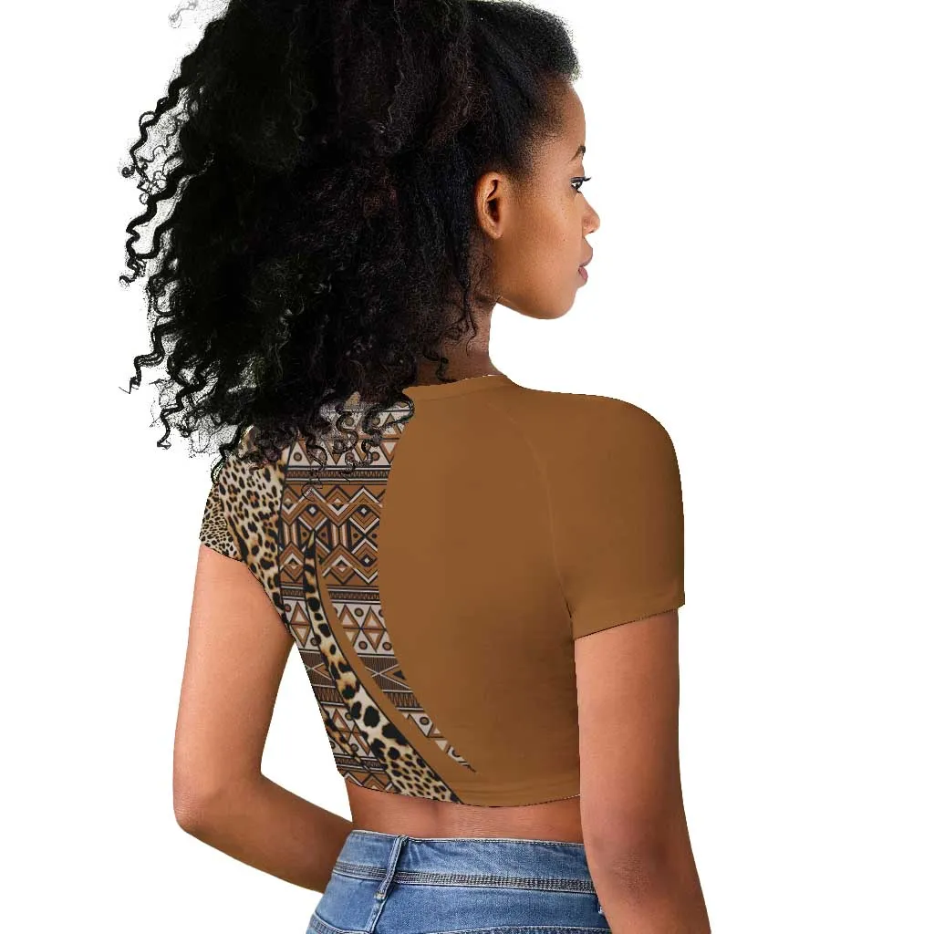 Afro Leopard Mix Native Tribal Pattern Raglan Cropped T shirt LT9