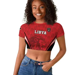 Afro Libya Football Custom Raglan Cropped T shirt Barbary Lion - Sporty Style LT15