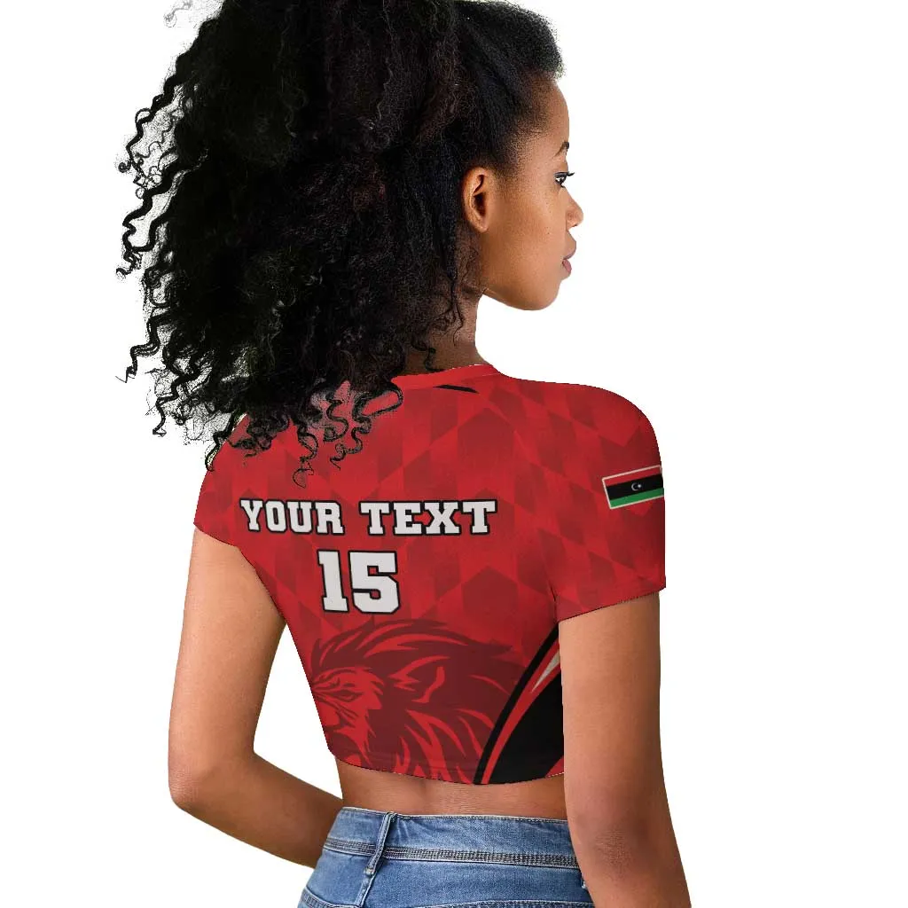 Afro Libya Football Custom Raglan Cropped T shirt Barbary Lion - Sporty Style LT15