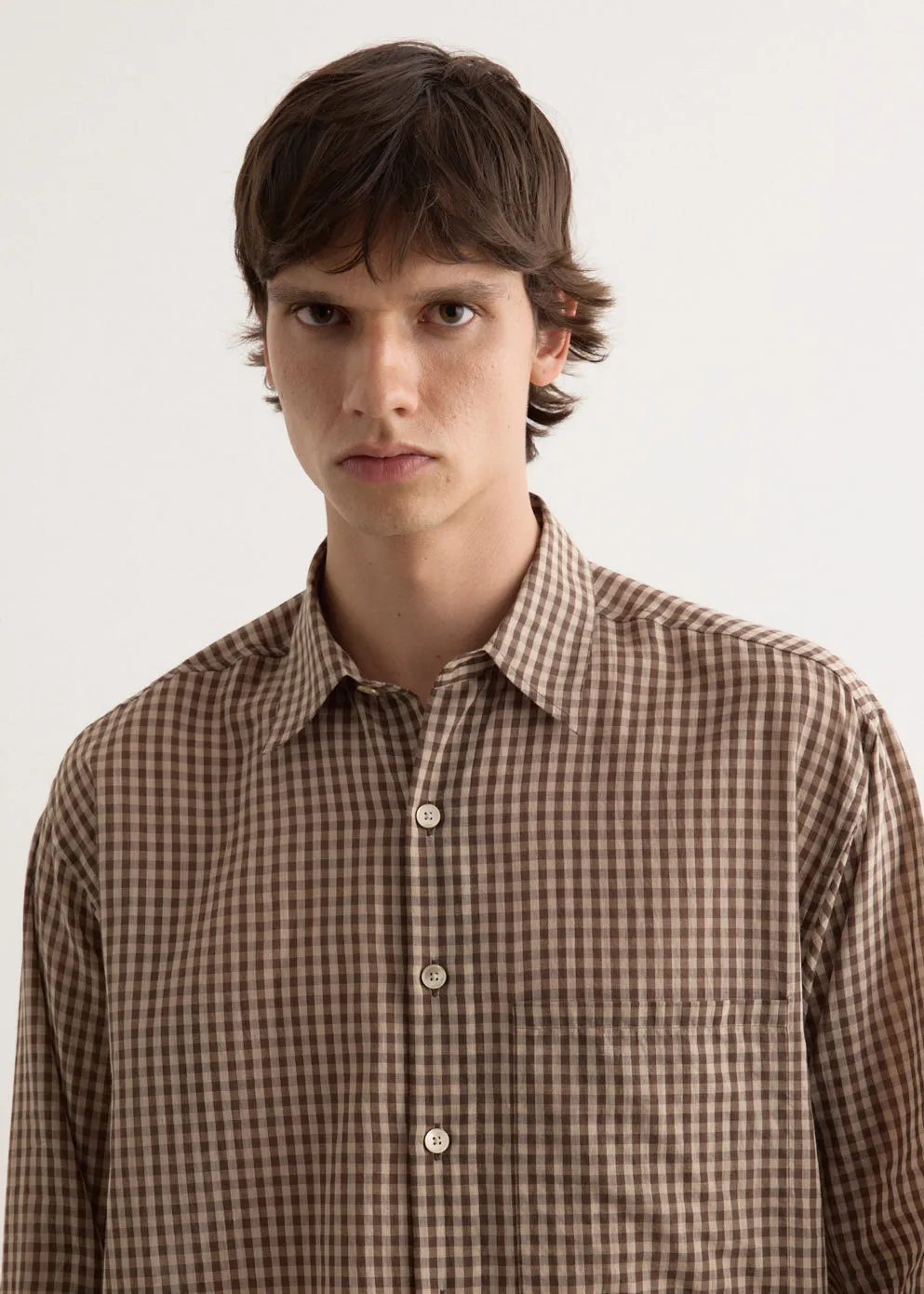 Airy Light Cotton Check Big Shirt