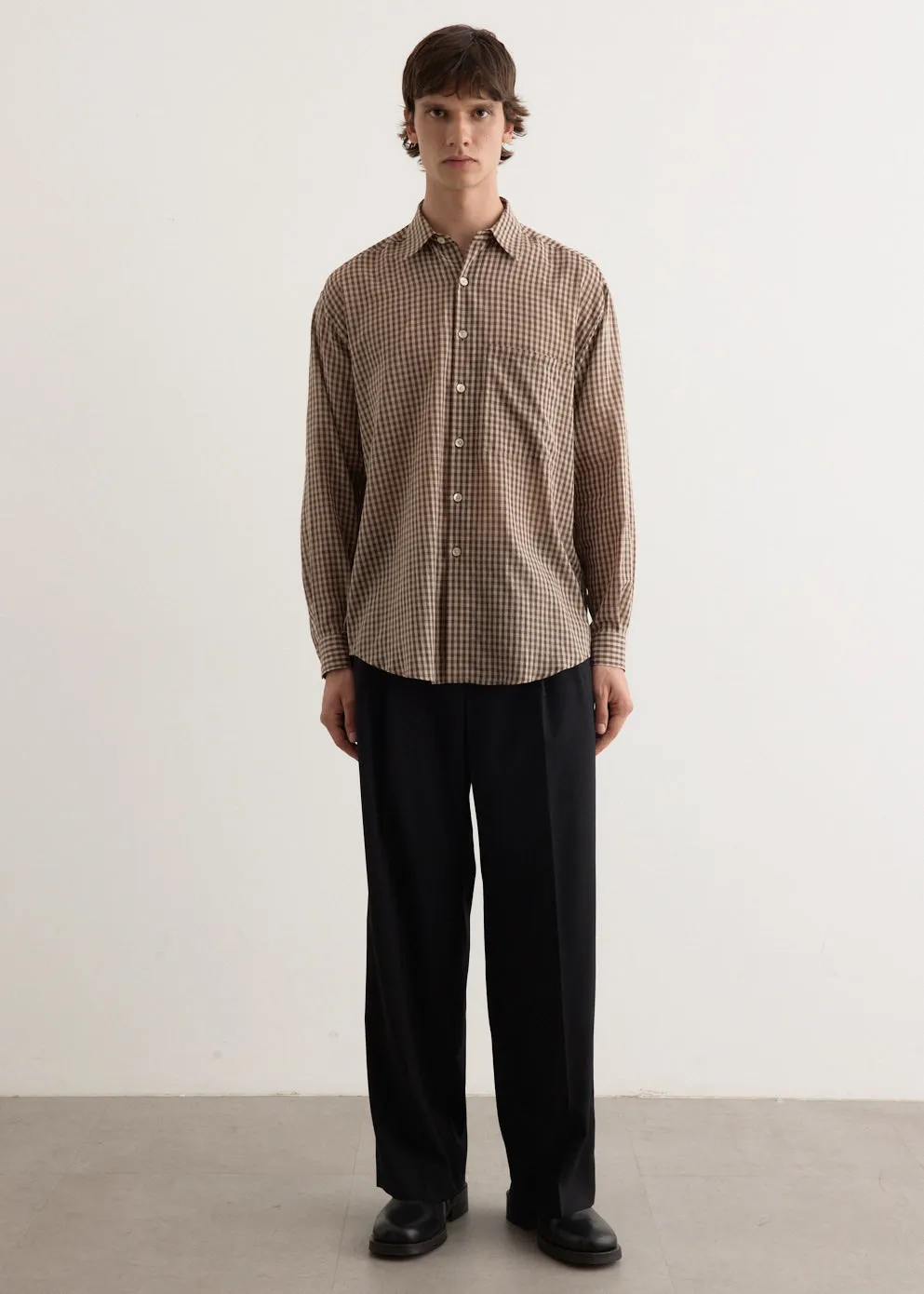 Airy Light Cotton Check Big Shirt