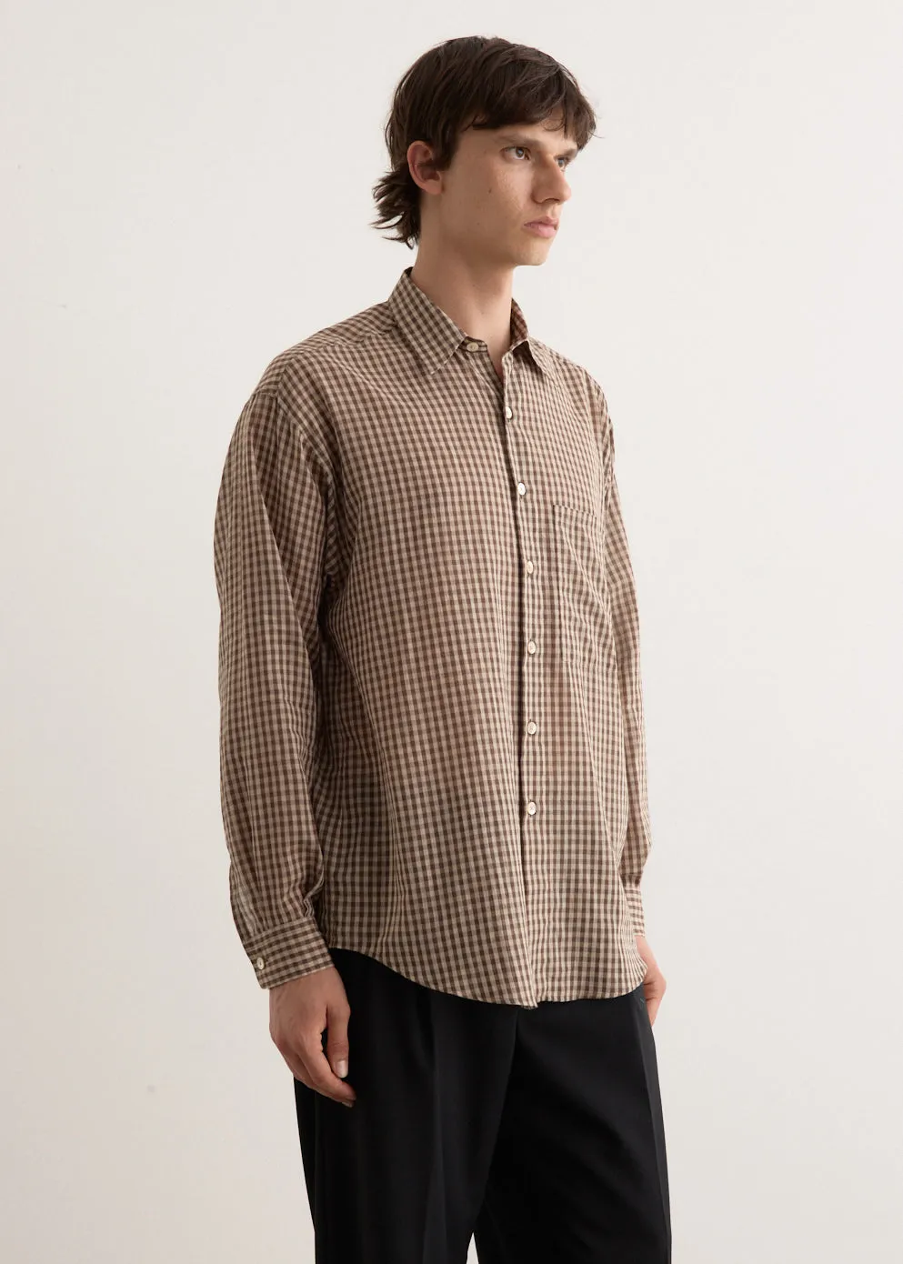 Airy Light Cotton Check Big Shirt