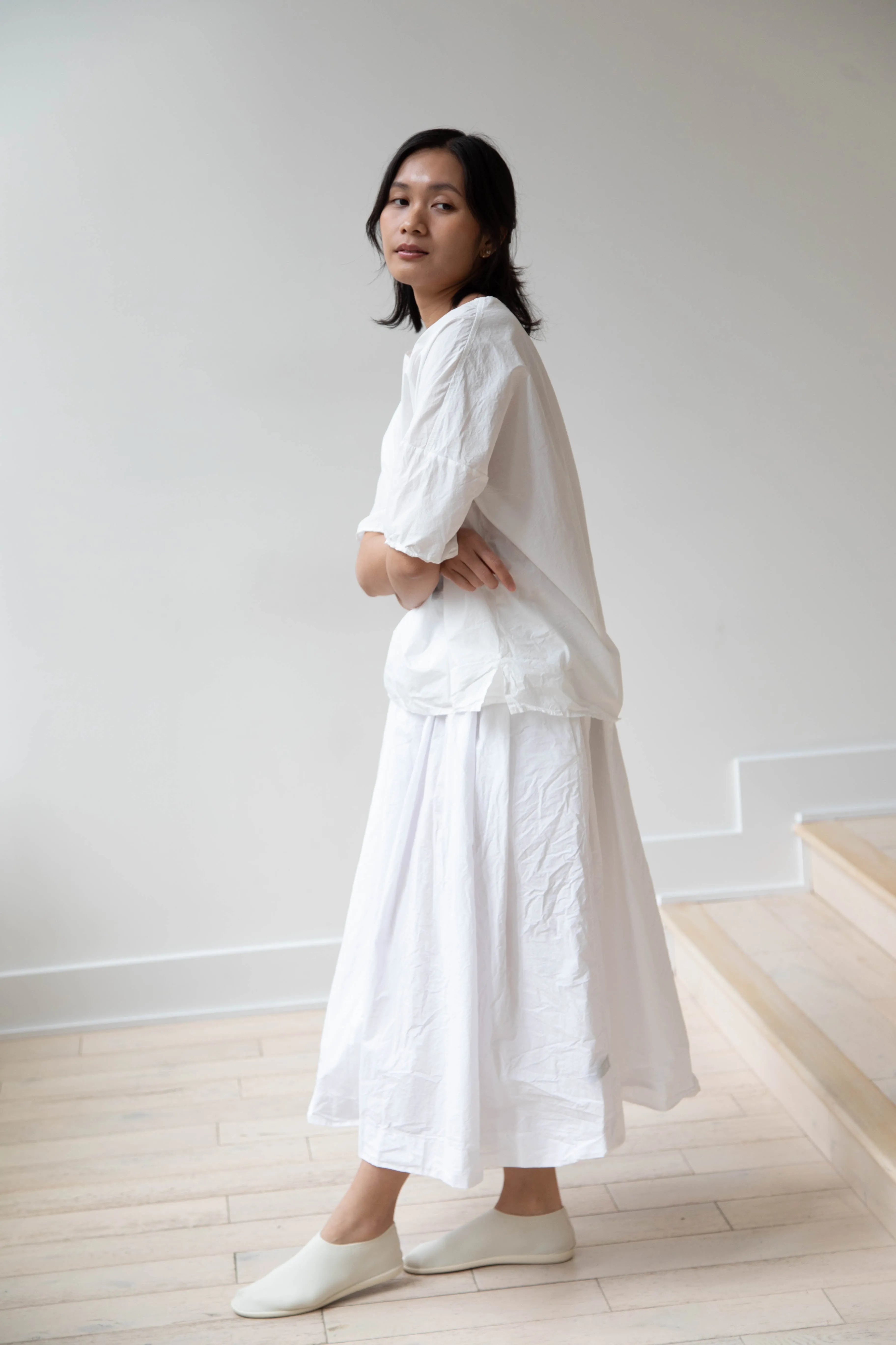 Album di Famiglia | Pleated Long Skirt TC in Milk