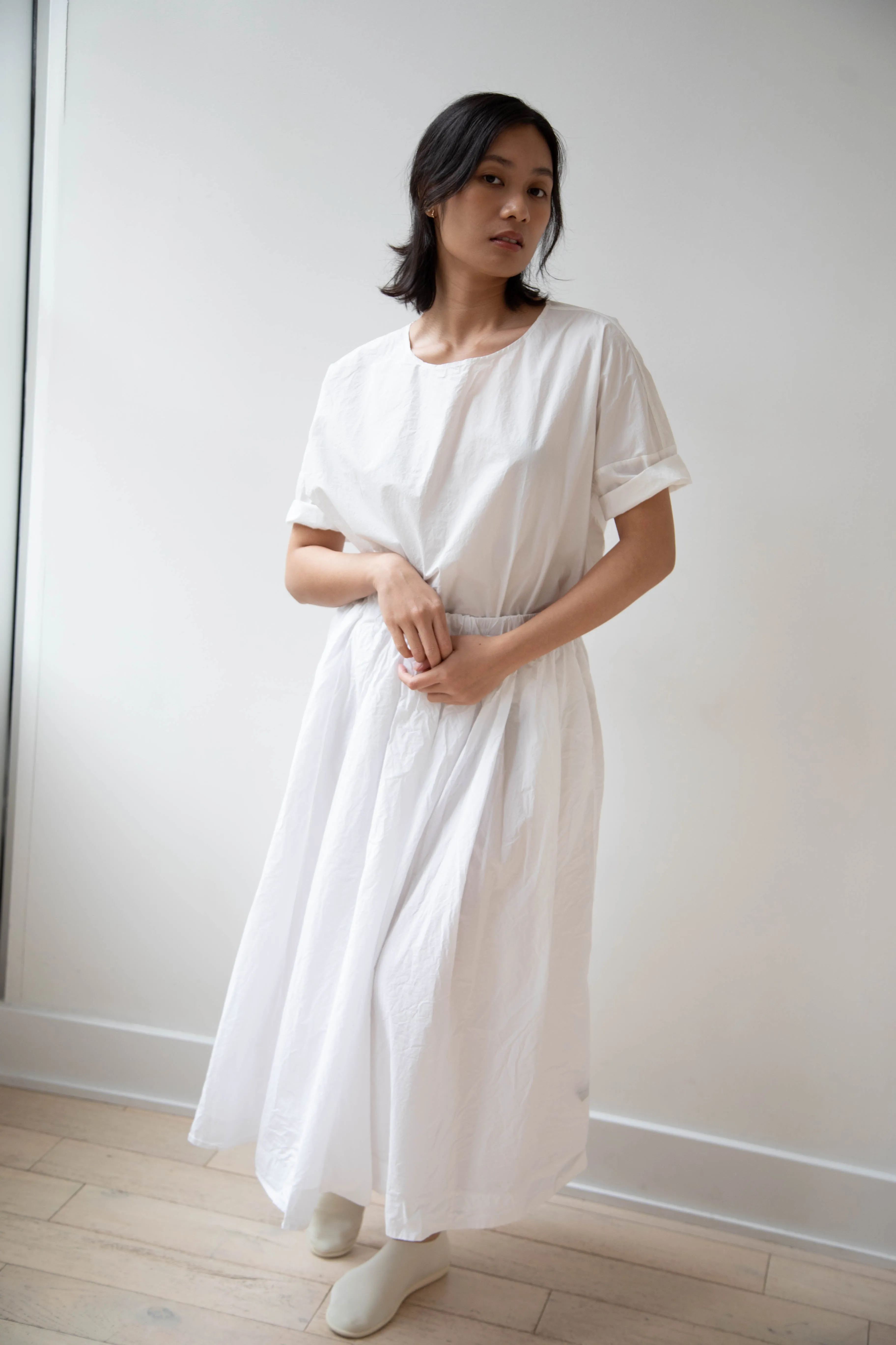 Album di Famiglia | Pleated Long Skirt TC in Milk