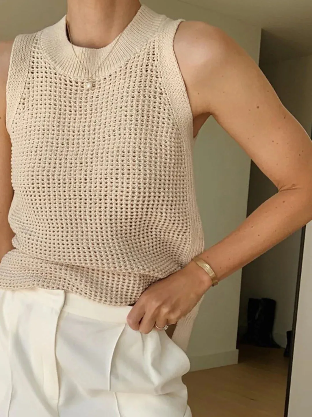 All-match Solid Knit Tank Top