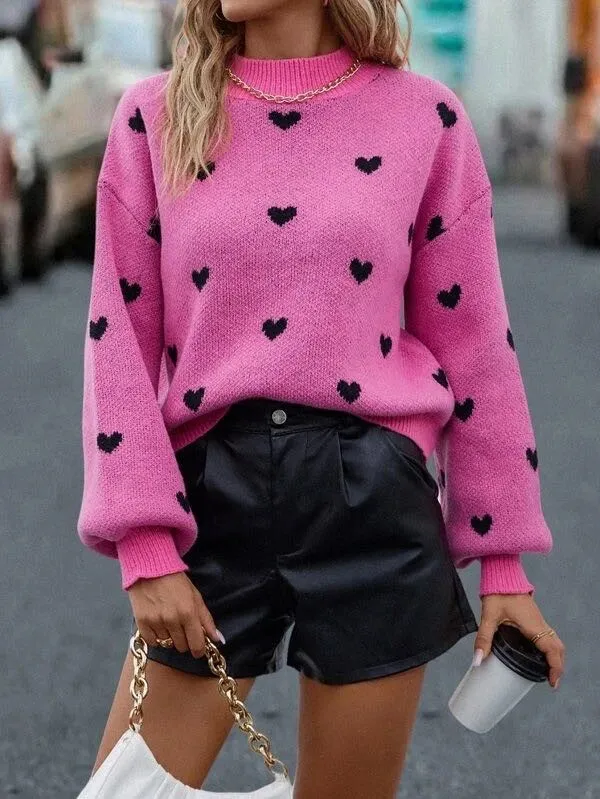 All over heart sweater
