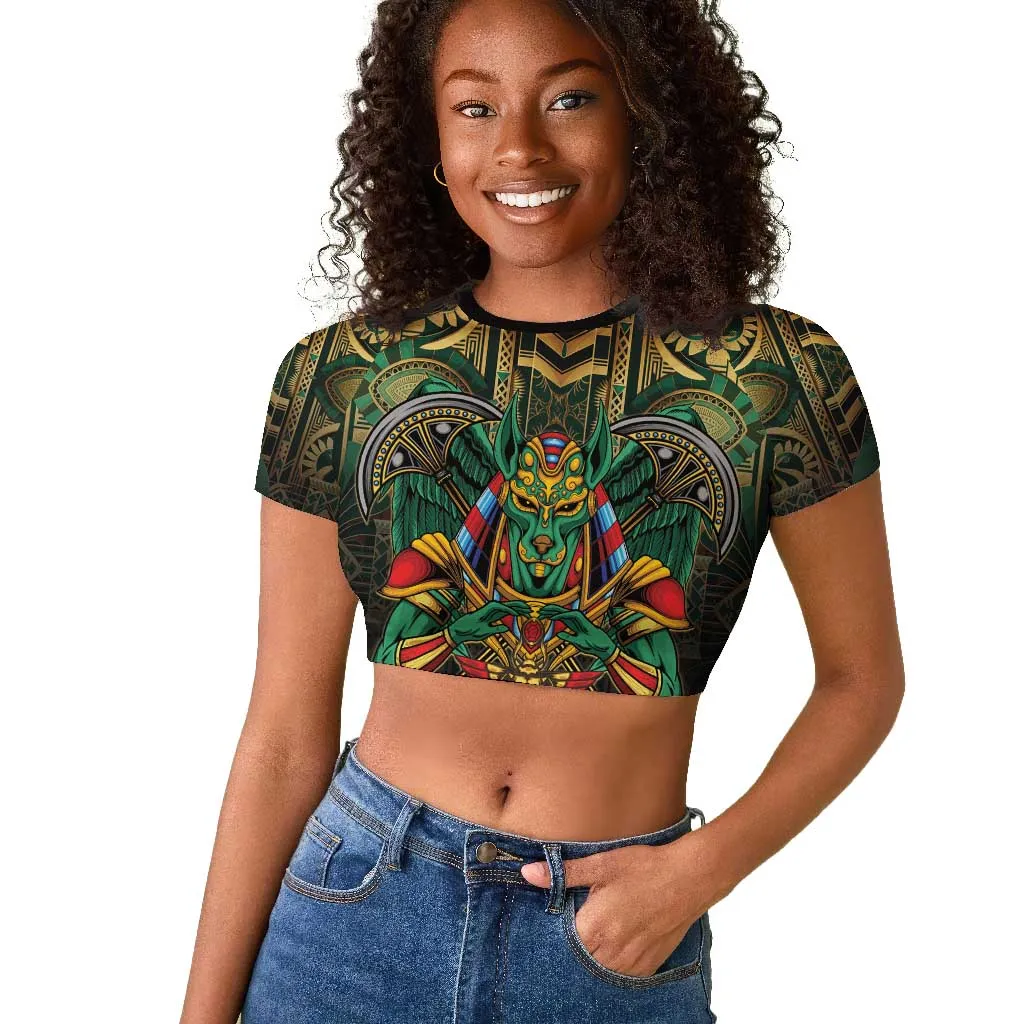 Ancient Egypt Raglan Cropped T shirt Anubis Egyptian LT15